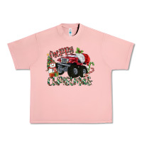 Salmon Merry Christmas Monster Truck Urban Heavy Tee - MaliasSmallBusiness