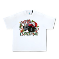 White Merry Christmas Monster Truck Urban Heavy Tee - MaliasSmallBusiness