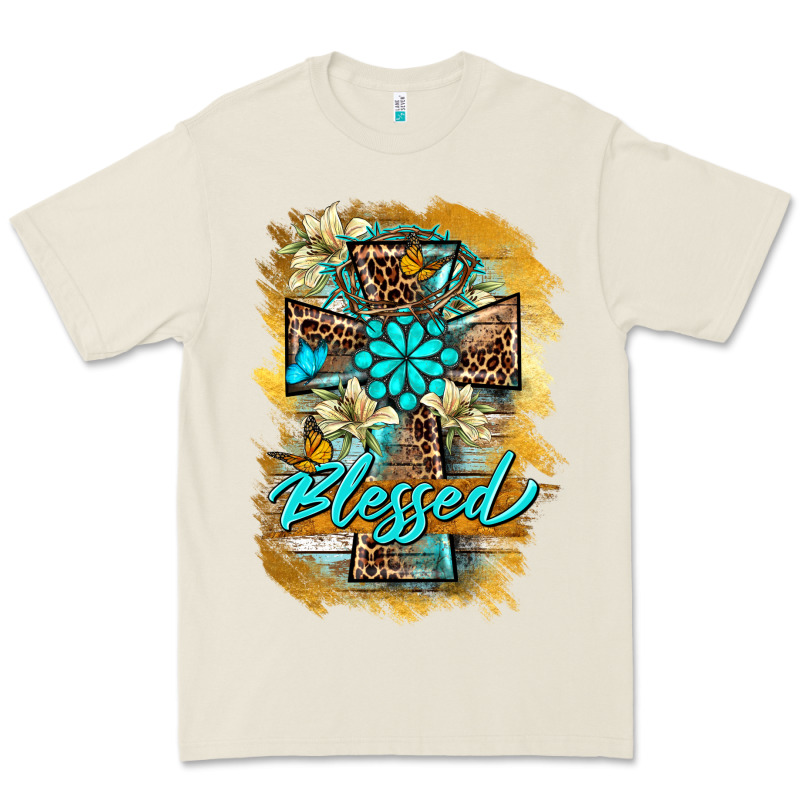 Western Cross Blessed Lily Butterfly Premium Tee by BarkalooDesign | Teevron