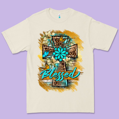 Western Cross Blessed Lily Butterfly Premium Tee Designed By Barkaloodesign