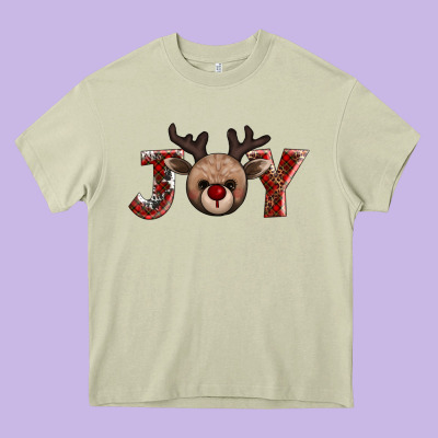 Joy Reindeer Heavy Core Tee Designed By Adodesignshop