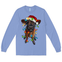 Colony Blue highland cow calf with christmas lights Long Sleeve Tee - RanaPortraitStore
