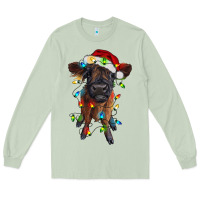 Highland Cow Calf With Christmas Lights Long Sleeve Tee | Teevron