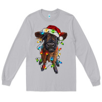 Moon Dust highland cow calf with christmas lights Long Sleeve Tee - RanaPortraitStore