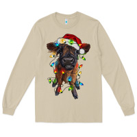 Mushroom highland cow calf with christmas lights Long Sleeve Tee - RanaPortraitStore