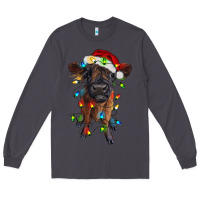 Smoke highland cow calf with christmas lights Long Sleeve Tee - RanaPortraitStore