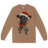 Toasted Coconut highland cow calf with christmas lights Long Sleeve Tee - RanaPortraitStore