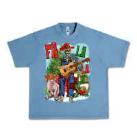 Pebble Blue Fa la la la skeleton farm Urban Heavy Tee - NancyCooperArtShop