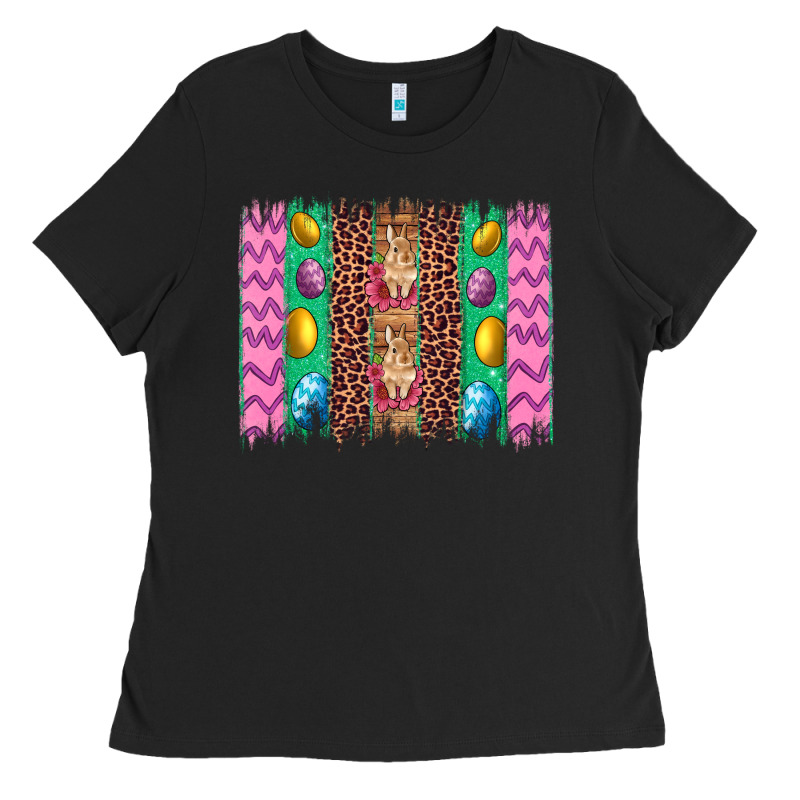 Easter Leopard Egg Bunny Brush Stroke Ladies Tee by Artiststas | Teevron