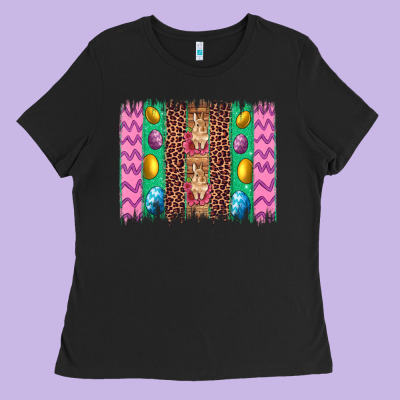 Easter Leopard Egg Bunny Brush Stroke Ladies Tee Designed By Artiststas