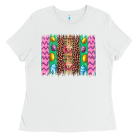 White easter leopard egg bunny brush stroke Ladies Tee - Artiststas