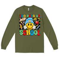 Army Green 100 days of school Long Sleeve Tee - Artiststas
