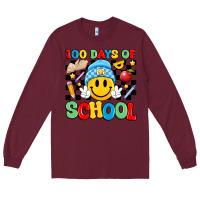 Burgundy 100 days of school Long Sleeve Tee - Artiststas