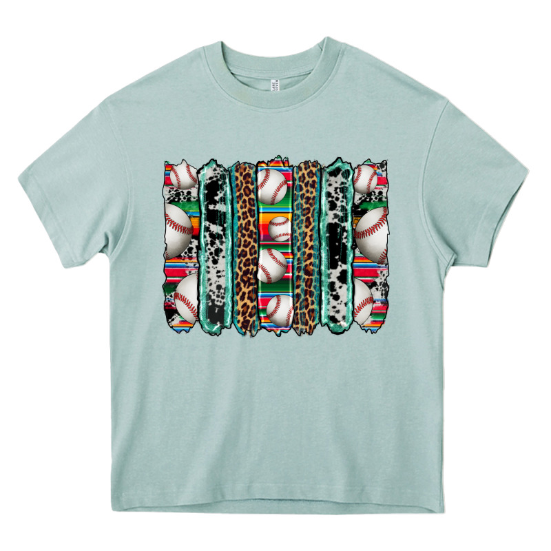 Baseball Serape Cowhide Turquoise Leopard Glitter  Brushstrokes Heavy Core Tee by Artiststas | Teevron