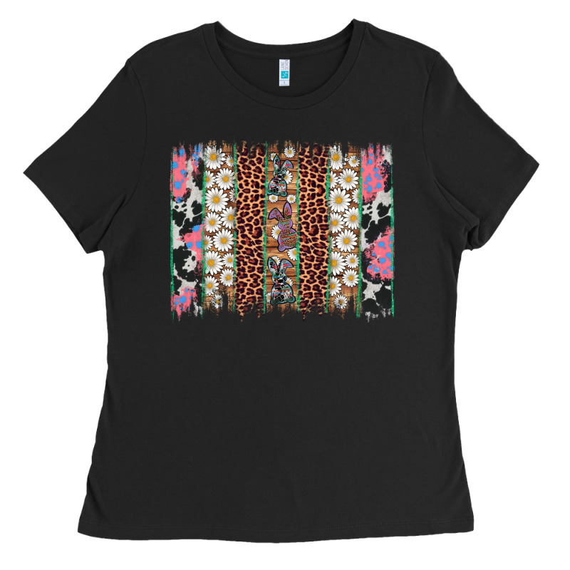 Easter Leopard Cowhide Bunny Brush Stroke Ladies Tee by Artiststas | Teevron