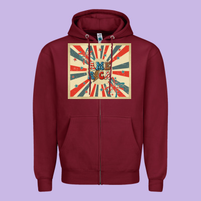 Retro America Zipper Hoodie Designed By Tumblerdesignbyshophia