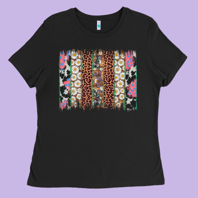 Easter Leopard Cowhide Bunny Brush Stroke Ladies Tee Designed By Artiststas