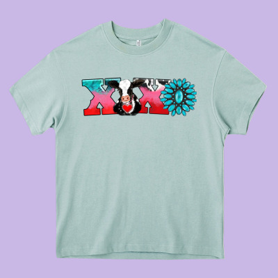Xoxo With Cow Heavy Core Tee Designed By Adodesignshop