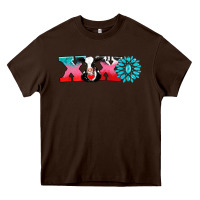 Chocolate Brown xoxo with cow Heavy Core Tee - AdoDesignShop