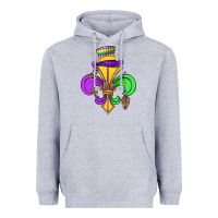 Heather Grey fleur de lis Heavyweight Hoodie - OliviaCreatesArt