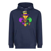 Navy fleur de lis Heavyweight Hoodie - OliviaCreatesArt
