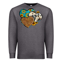 Charcoal Heather cowhide leopard hearts Premium Sweatshirt - OliviaCreatesArt