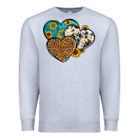 Heather Grey cowhide leopard hearts Premium Sweatshirt - OliviaCreatesArt