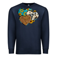 Navy cowhide leopard hearts Premium Sweatshirt - OliviaCreatesArt