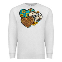 Oatmeal Heather cowhide leopard hearts Premium Sweatshirt - OliviaCreatesArt