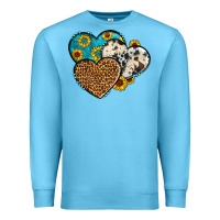 Ocean Blue cowhide leopard hearts Premium Sweatshirt - OliviaCreatesArt