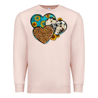 Pale Pink cowhide leopard hearts Premium Sweatshirt - OliviaCreatesArt
