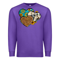 Purple cowhide leopard hearts Premium Sweatshirt - OliviaCreatesArt