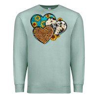 Seafoam cowhide leopard hearts Premium Sweatshirt - OliviaCreatesArt