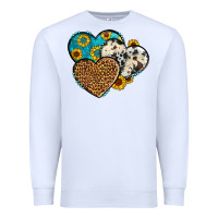 White cowhide leopard hearts Premium Sweatshirt - OliviaCreatesArt