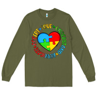 Army Green autism awareness puzzle heart love understand advo Long Sleeve Tee - Artiststas