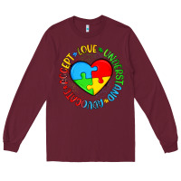 Burgundy autism awareness puzzle heart love understand advo Long Sleeve Tee - Artiststas