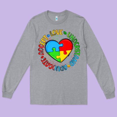 Autism Awareness Puzzle Heart Love Understand Advo Long Sleeve Tee Designed By Artiststas