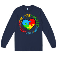 Navy autism awareness puzzle heart love understand advo Long Sleeve Tee - Artiststas