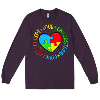 Plum autism awareness puzzle heart love understand advo Long Sleeve Tee - Artiststas