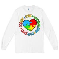 White autism awareness puzzle heart love understand advo Long Sleeve Tee - Artiststas