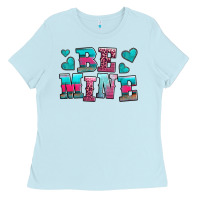 Baby Blue be mine western valentine's day no background Ladies Tee - AdoDesignShop