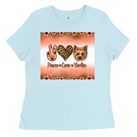 Baby Blue peace love yorkie Ladies Tee - Jasminsmagicworld