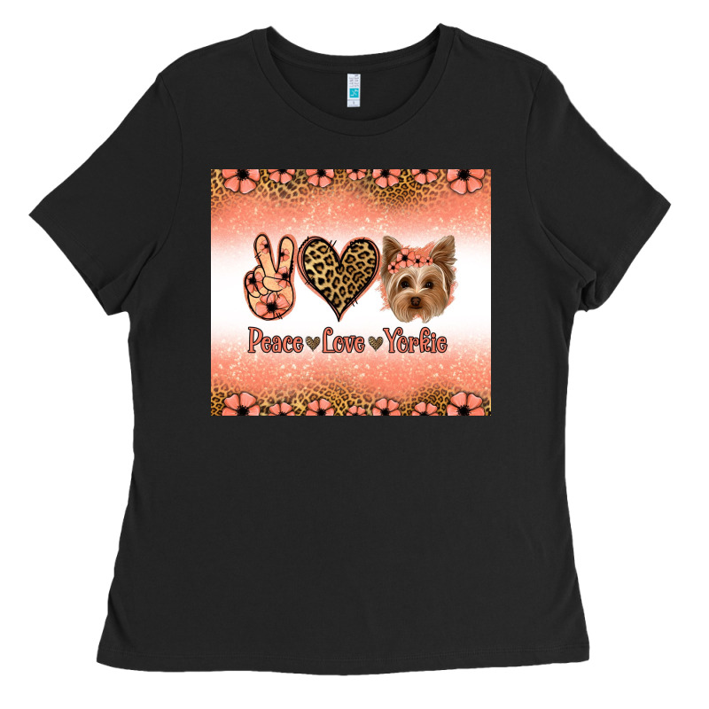 Peace Love Yorkie Ladies Tee by Jasminsmagicworld | Teevron