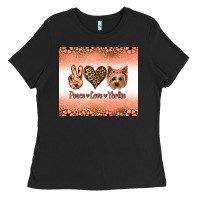 Black peace love yorkie Ladies Tee - Jasminsmagicworld