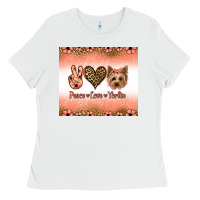 White peace love yorkie Ladies Tee - Jasminsmagicworld
