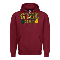 Burgundy Game day yellow and green team color Zipper Hoodie - HowdyJamesFarm