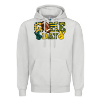 Dove Grey Game day yellow and green team color Zipper Hoodie - HowdyJamesFarm