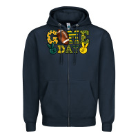 Navy Game day yellow and green team color Zipper Hoodie - HowdyJamesFarm