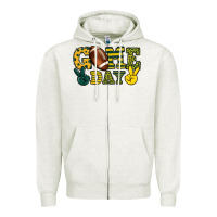 Oatmeal Heather Game day yellow and green team color Zipper Hoodie - HowdyJamesFarm