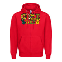 Red Game day yellow and green team color Zipper Hoodie - HowdyJamesFarm